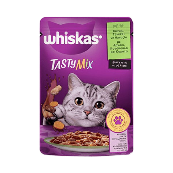 Pouch TastyMix Sos İçinde Kuzulu Tavuklu ve Havuçlu Yetişkin Kedi Konservesi 85gr