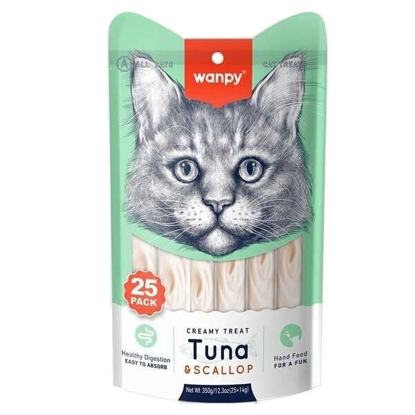 Ton Balığı ve Deniz Taraklı Sindirim Sistemi Destekleyici Krema Kedi Ödül Maması 14gr (25’li)