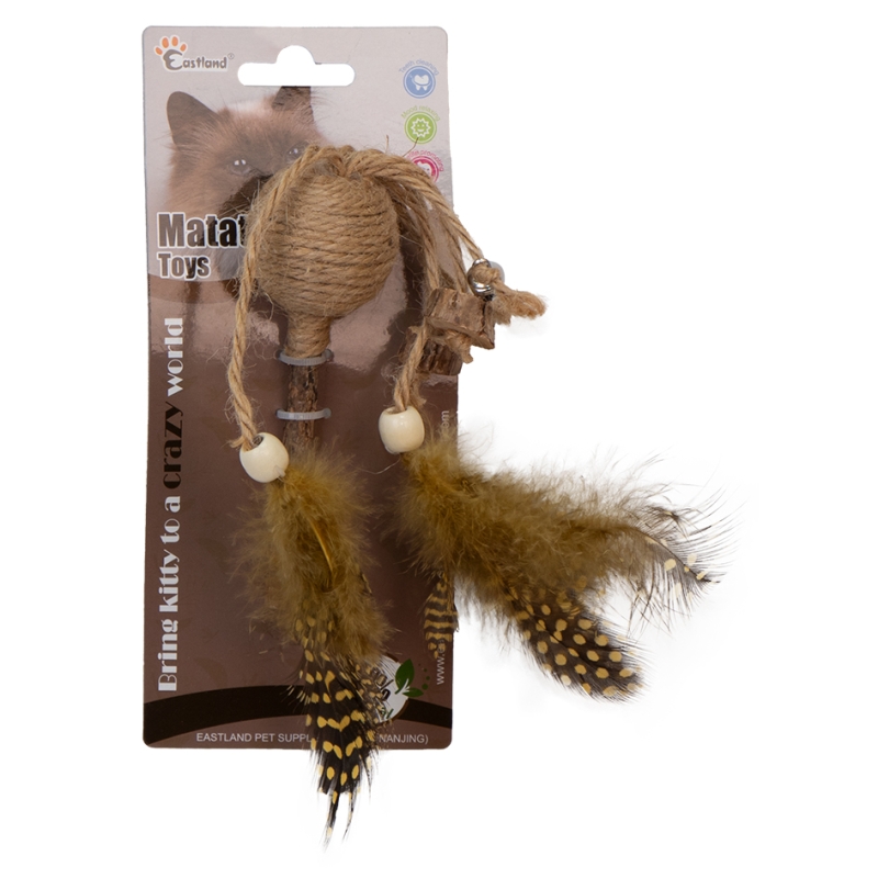 Eastland İpli Tüylü Çıngıraklı Lolipop Kedi Oyuncağı (7,5 cm)