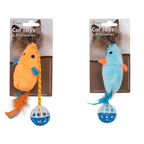 Eastland Tüylü Zilli Peluş Fare Kedi Oyuncağı (28 cm)